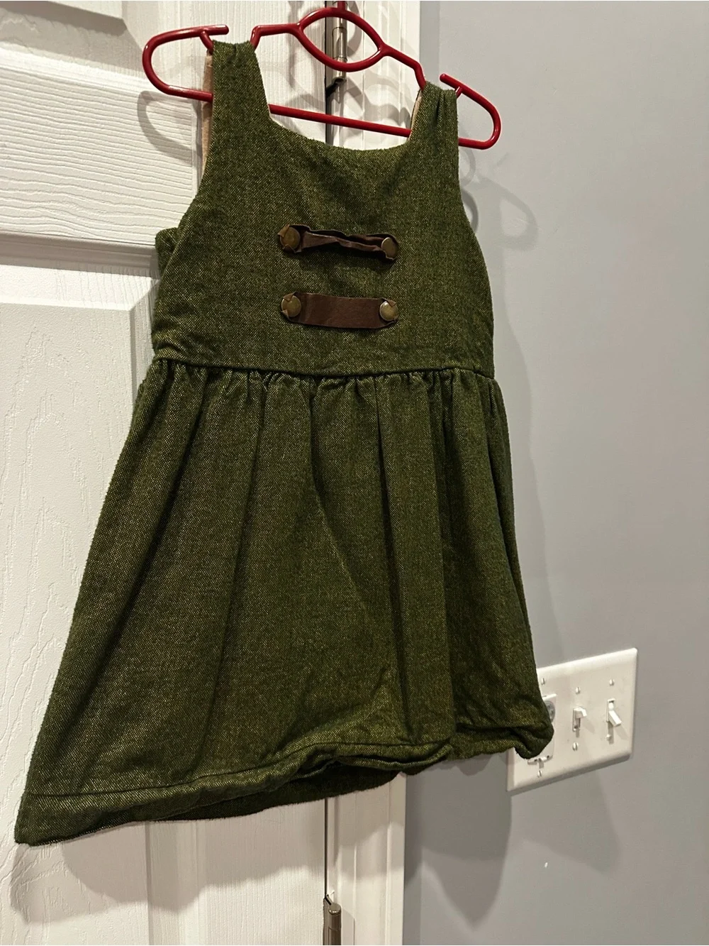 Goldybelle Girls Olive Green Sleeveless Pinafore Dress